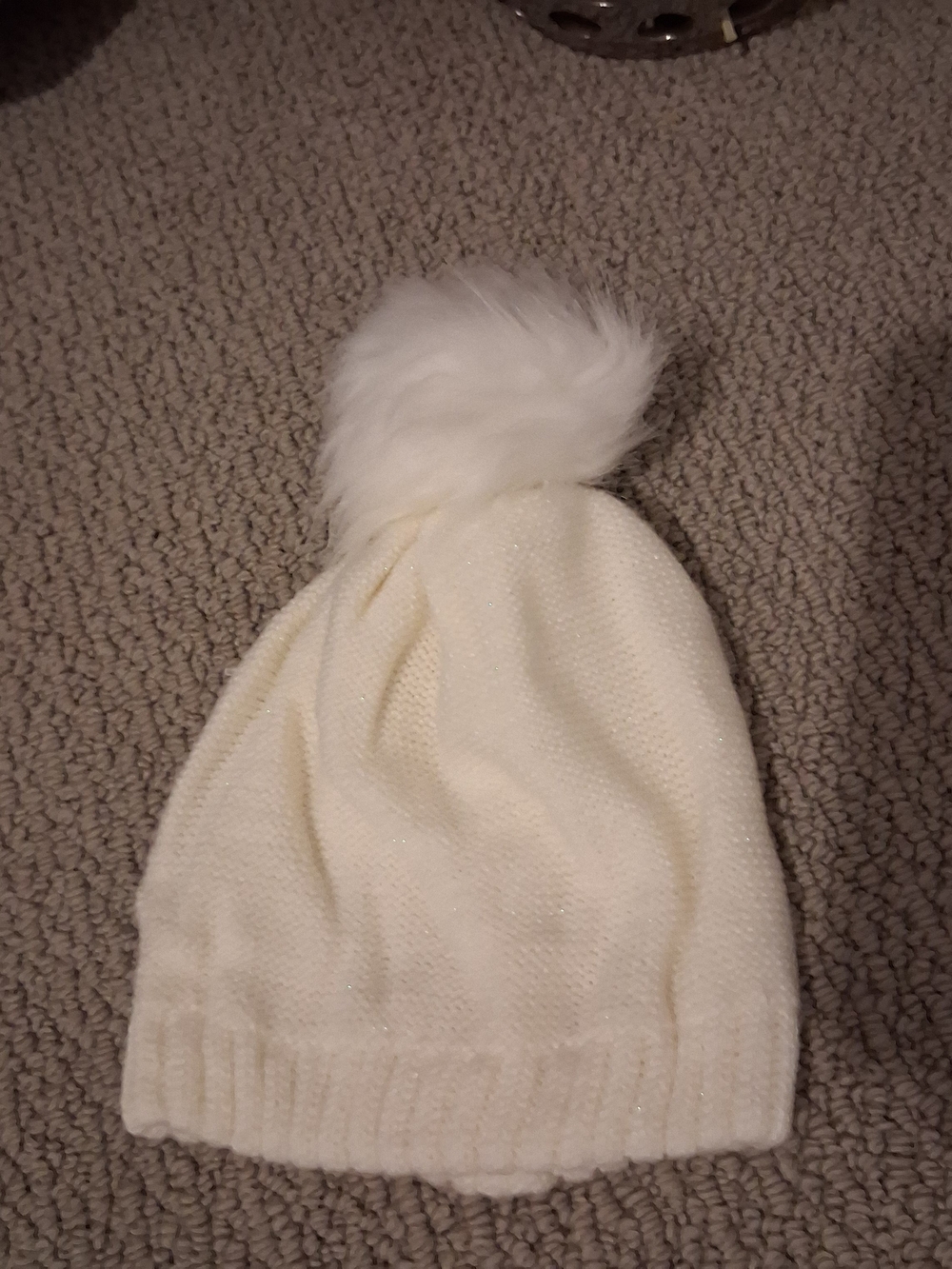 Cream Knit Kids Pom-Pom Beanie Hat